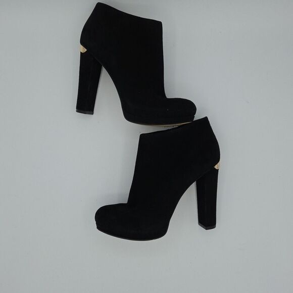 Michael Kors Womens Sz 5.5M Black Platform Ankle Heeled Boot Suede Side Zip EUC - Picture 4 of 8